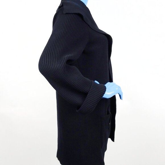 Dana Buchman Ribbed Knit Mid-Thigh Cardigan Sweater Open Front L 12 14 Slimming - Picture 5 of 6